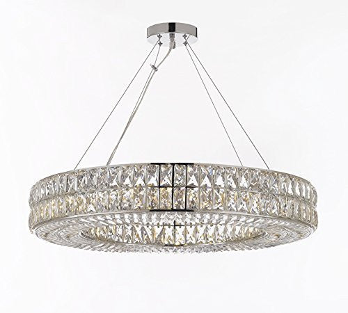 Crystal Nimbus Ring Chandelier Modern / Contemporary Lighting Pendant 32" Wide - Good For Dining Room Foyer Entryway Family Room - GB104-3063/12
