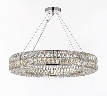 Crystal Nimbus Ring Chandelier Modern / Contemporary Lighting Pendant 32" Wide - Good For Dining Room Foyer Entryway Family Room - GB104-3063/12