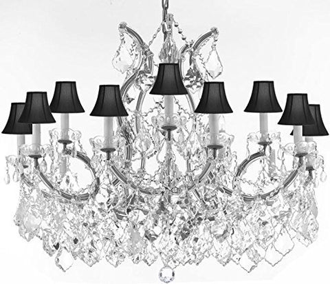 Maria Theresa Chandelier Crystal Lighting Chandeliers Lights Fixture Pendant Ceiling Lamp For Dining Room Entryway Living Room With Large Luxe Diamond Cut Crystals H28" X W37" - A500-Cs/B89/21510/15+1-Blackshadesdc
