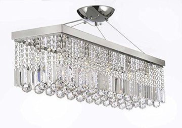 Inspired Odeon Style 10-Light 40" Contemporary Crystal Rectangular Chandelier - A113-1120/10