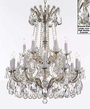 Swarovski Crystal Trimmed Maria Theresa Chandelier Lights Fixture Pendant Ceiling Lamp Dressed With Large Luxe Crystals H30" X W28" - Good For Dining Room Foyer Entryway Family Living Room - A500-Cg/B90/152/18Sw