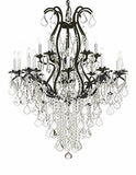 Swarovski Crystal Trimmed Chandelier! Wrought Iron Chandelier Lighting Chandeliers Dressed with Swarovski Crystal H 50" X W 36" Great for Dining room, Entryway / Foyer, or Living room! - A500-B12/3034/10+5SW