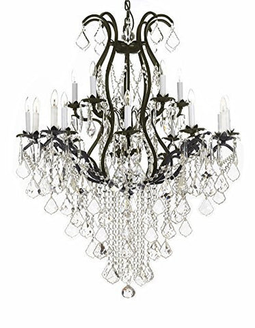 Wrought Iron Chandelier Crystal Chandeliers Lighting H50" X W36" Great For Dining Room Entryway / Foyer Or Living Room - A500-B12/3034/10+5