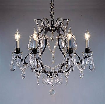 Wrought Iron Crystal Chandelier Lighting H19" X W20" - A500-3030/6