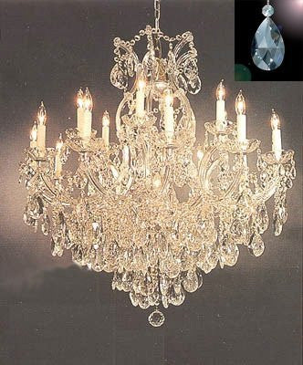 Maria Theresa Crystal Chandelier Lighting Chandeliers Dressed with  Diamond Cut Crystal! H 38" W 37" - Finish: Matte Silver - A500-B71/SILVER/21510/15+1