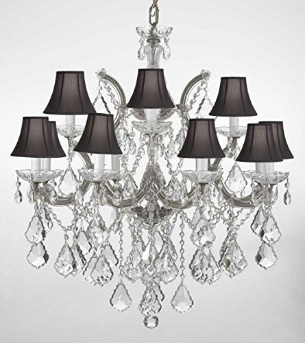 Chandelier Lighting Crystal Chandeliers With Black Shades H30 "X W28" - A500-Blackshades/Silver/B7/21532/12+1