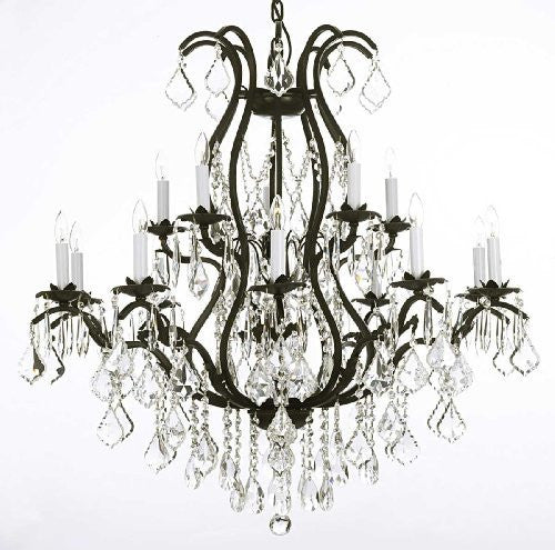 Swarovski Crystal Trimmed Chandelier Wrought Iron Chandelier Dressed With Swarovski Crystal - A500-3034/10+5Sw