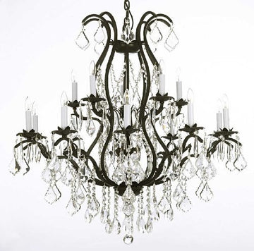 Wrought Iron Chandelier Crystal Lighting H36" X W36"