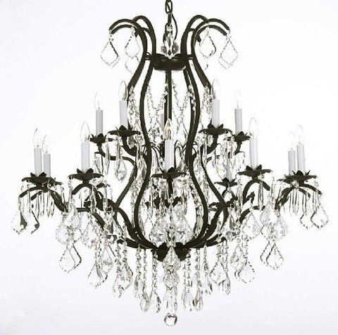 Wrought Iron Chandelier Crystal Chandeliers Lighting H36" X W36" - A500-3034/10+5