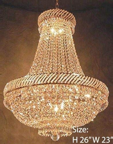 Set of 2-1 French Empire Crystal Chandelier Chandeliers Lighting H46" X W23" and 1 French Empire Crystal Chandelier Chandeliers Lighting H26" X W23" - 1EA C7/CG/448/9 + 1EA 448/9 A500-