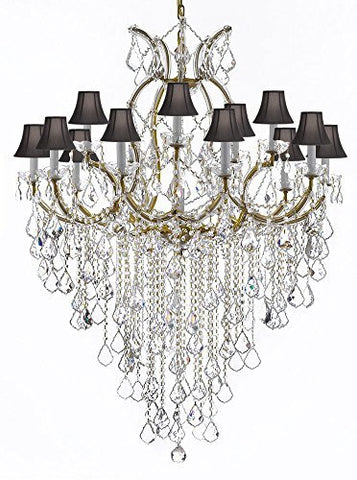 Maria Theresa Chandelier Empress Crystal (Tm) Lighting Chandeliers H50" X W37" with Black Shades! Great for Large Foyer / Entryway! - A500-B12/SC/Blackshades/21510/15+1