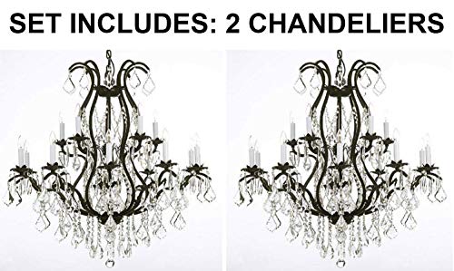 Set of 2 - Wrought Iron Chandelier Crystal Chandeliers Lighting H36" X W36" - A500-2EA 3034/10+5