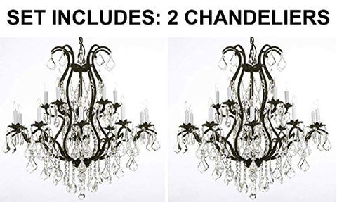 Set of 2 - Wrought Iron Chandelier Crystal Chandeliers Lighting H36" X W36" - A500-2EA 3034/10+5