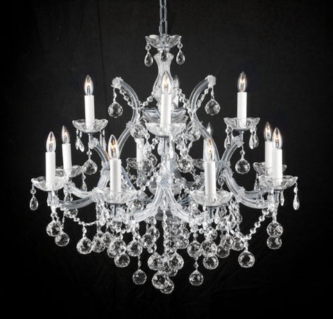 New Lighting Chandelier W/ Crystal Balls 28 X 30 - A500-Silver/Balls/21532/12+1