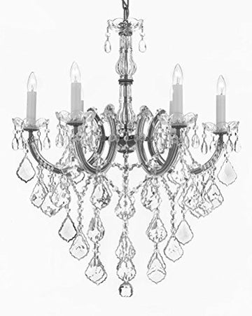 Swarovski Crystal Trimmed Chandelier Maria Theresa Chandelier Crystal Lighting Chandeliers H 30" W 22" - J10-B12/Silver/26067/6Sw