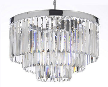 Inspired Odeon Style Empress Crystal Glass Fringe 3-Tier Chandelier Lighting Chrome Finish H 21.5" W 19.75" - G7-2164/9