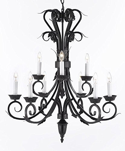 Wrought Iron Chandelier H 30" W 26" 9 Lights - A113-724/6+3