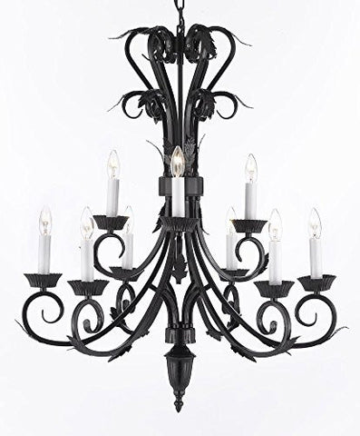 Wrought Iron Chandelier H 30" W 26" 9 Lights - A113-724/6+3