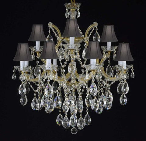 Maria Theresa Chandelier Crystal Lighting Chandeliers With Shades H30" X W28" - A500-Blackshades/21532/12+1