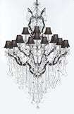 Swarovski Crystal Trimmed 19th C. Baroque Iron & Crystal Chandelier Light H 64" W 41"-Dressed With Large, Luxe Crystals! Good for Dining room, Foyer, Entryway, Living Room, Family Room! w/ Black Shades - A500-B12/B89/996/25SW-BlackShades