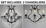 Set of 2-1 Wrought Iron Crystal Chandelier Lighting Chandeliers H30 x W28 and 1 Wrought Iron Cyrstal Chandelier Lighting H 19" W 20" - Great for Bedroom, Kitchen, Dining Room, Living Room, and More! - A500-1EA 3034/8+4 + 1EA 3530/6