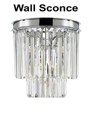 Inspired Odeon Style Empress Crystal Glass Fringe 2-Tier Wall Sconce Lighting Chrome Finish - G7-3/2164/Wallsconce