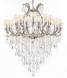 Swarovski Crystal Trimmed Chandelier Lighting Chandeliers H59" X W46" Great for The Foyer, Entry Way, Living Room, Family Room and More! w/White Shades - A500-B12/WHITESHADES/2MT/24+1SW