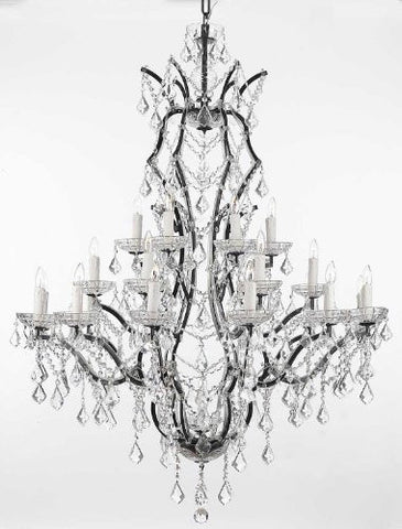 Nineteenth C. Baroque Iron & Crystal Chandelier Lighting H 52" X W 41" - A500-996/25