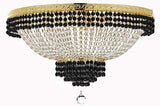 Set of 2-1 French Empire Crystal Chandelier Lighting Trimmed w/Jet Black Crystal! H36" X W30" and 1 Flush French Empire Crystal Chandelier Trimmed with Jet Black Crystal! H18" X W24" - B79/CG/870/14 + B79/CG/FLUSH/870/9 A500-