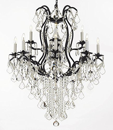 Wrought Iron Chandeliers Lighting Spectra (Tm) Crystal- Crystal Quality Swarovski - A500-B12/3034/8+4Sw