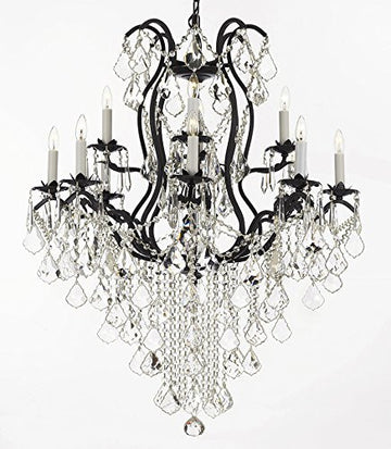 Wrought Iron Empress Crystal (Tm) Chandelier Lighting H40" X W28" - A500-B12/3034/8+4