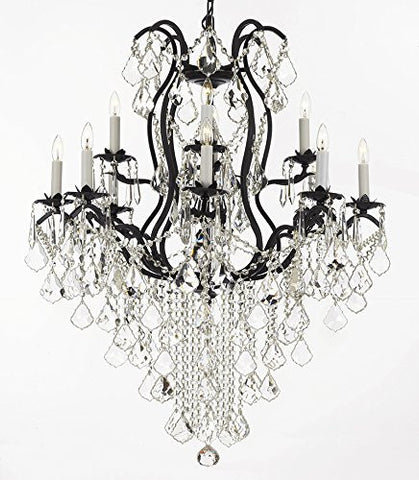 Wrought Iron Empress Crystal (Tm) Chandelier Lighting H40" X W28" - A500-B12/3034/8+4