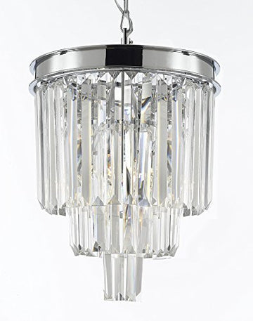 Inspired Odeon Style Empress Crystal Glass Fringe 3-Tier Chandelier Lighting Chrome Finish H15" W12" - J10-26042/3