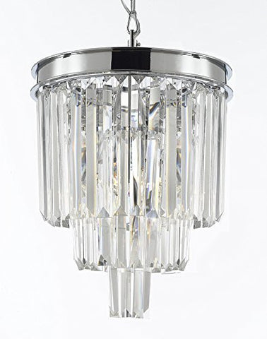 Inspired Odeon Style Empress Crystal Glass Fringe 3-Tier Chandelier Lighting Chrome Finish H15" W12" - J10-26042/3
