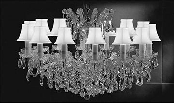 Swarovski Crystal Trimmed Maria Theresa Chandelier Crystal Lighting Chandeliers Lights Fixture Pendant Ceiling Lamp For Dining Room Entryway Living Room H21" X W31" With White Shades - A83-Sc/Whiteshades/Cs/2489/14Sw