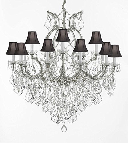 Maria Theresa Empress Crystal (Tm) Chandelier Lighting H 38" W 37" With Black Shades - A500-Sc/Silver/1/21510/15+1