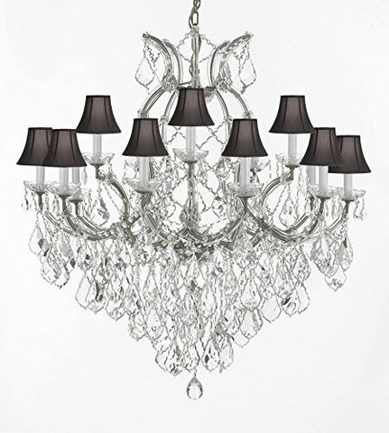 Maria Theresa Empress Crystal (Tm) Chandelier Lighting H 38" W 37" With Black Shades - A500-Sc/Silver/1/21510/15+1