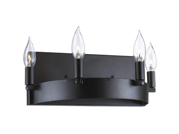 Inspired Camino Style Chandelier - Castile Wrought Iron Wall Sconce - Industrial Loft Rustic Lighting H 6" W 13" D 8"