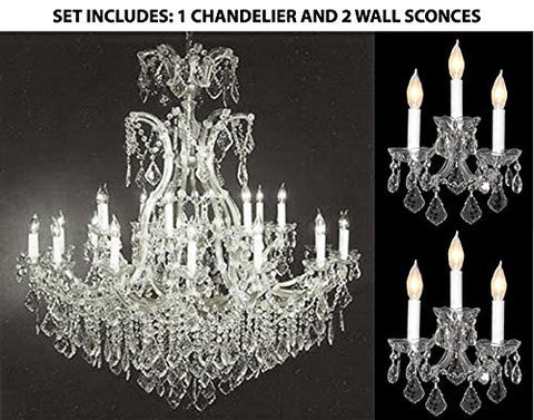 Set Of 3 - 1 Maria Theresa Empress Crystal (Tm) Chandelier Lighting H 52" W 46" And 2 Maria Theresa Wall Sconce Crystal Lighting H14" x W11.5" - 1Ea-Cs/52/2Mt/24+1 + 2Ea-Cs/2813/3 A500-