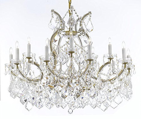 Maria Theresa Chandelier Crystal Lighting Chandeliers Lights Fixture Pendant Ceiling Lamp For Dining Room Entryway Living Room With Large Luxe Diamond Cut Crystals H28" X W37" - A500-B89/21510/15+1Dc