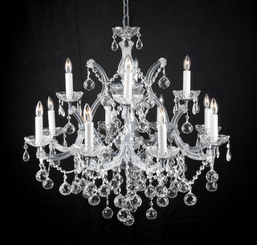 Swarovski Crystal Trimmed Chandelier New Lighting Chandelier W/ Crystal Balls 28 X 30 - A500-Silver/Balls/21532/12+1 Sw
