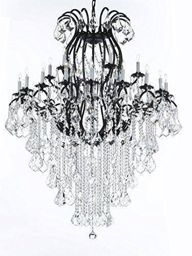 Swarovski Crystal Trimmed Wrought Iron Crystal Chandeliers Lighting Empress Crystal (TM) H60" W46" Perfect for an Entryway or Foyer! - A500-B12/3034/18+6SW