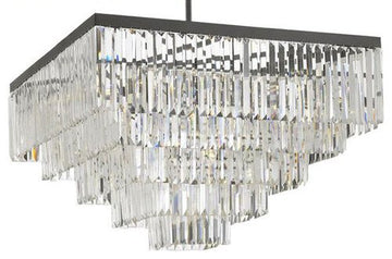 Inspired Odeon Style Crystal Glass Fringe 5-Tier Semi Flush Mount Chandelier W 31.5" X H 27" - 26008/18/flush