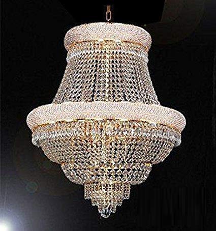 Set of 3-1 French Empire Crystal Chandelier Lighting H33 X W30 and 2 Empire Empress Crystal(Tm) Wall Sconce Lighting W 12" H 17" - B92/CG/448/21 + C121-1800W12SG A500-