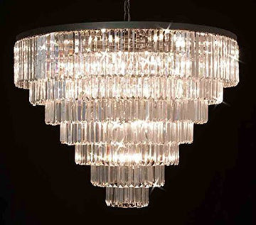 Inspired Odeon Style Empress Crystal Glass Fringe 7 Tier Chandelier Lighting H33.5" W43.5"