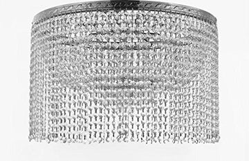 French Empire Crystal Semi Flush Chandelier Chandeliers Lighting With Crystal Bead Shade / Curtain H19" X W24" - A500-Flush/B68/Cs/870/9