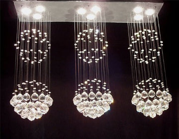 Modern Contemporary Chandelier Triple "Rain Drop" Chandeliers Lighting H31" X W39" X L10" - J10-Md/26058/3+3+3--