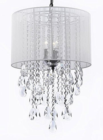 Crystal Chandelier Empress Crystal (Tm) With Large White Shade H24" X W15" - G7-B9/White/3/26028/3