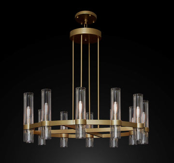 Inspired Ravelle Style Round Chandelier 36" Vintage Barn Metal Industrial Loft Rustic Lighting