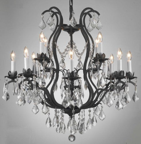Wrought Iron Crystal Chandelier H30" X W28" - A500-3034/8+4